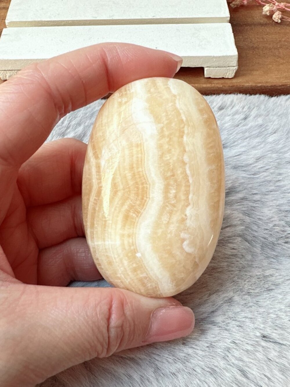 Beautiful Orange Calcite Palm Stone
